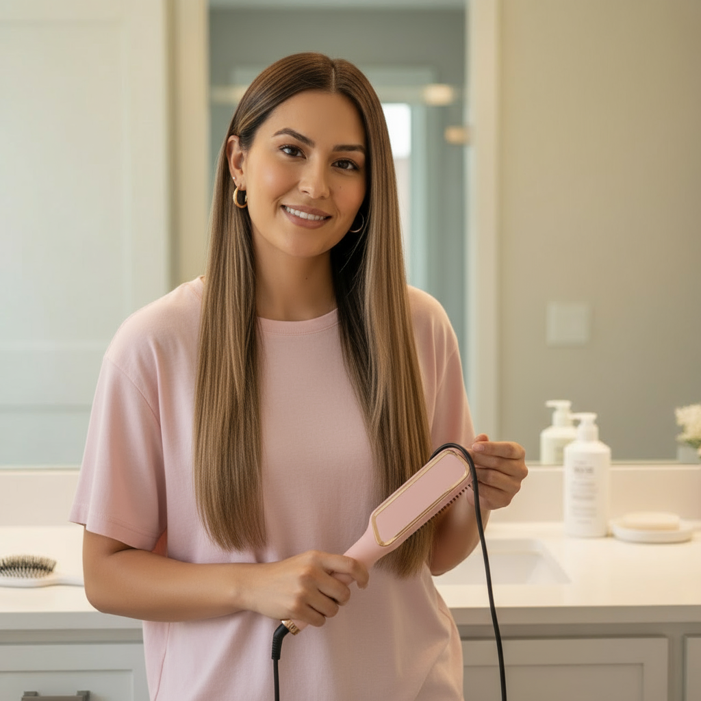 2-in-1 Hair Straightener & Curling Iron by NOORWA | Ceramic Frizz Control Tool