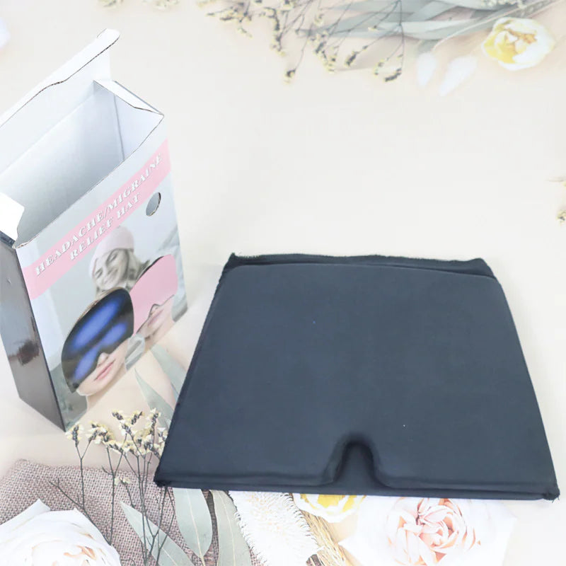 Migraine Relief Cap | Headache Ice Hat Cold Compress – 360° Gel Comfort (Black/Pink)