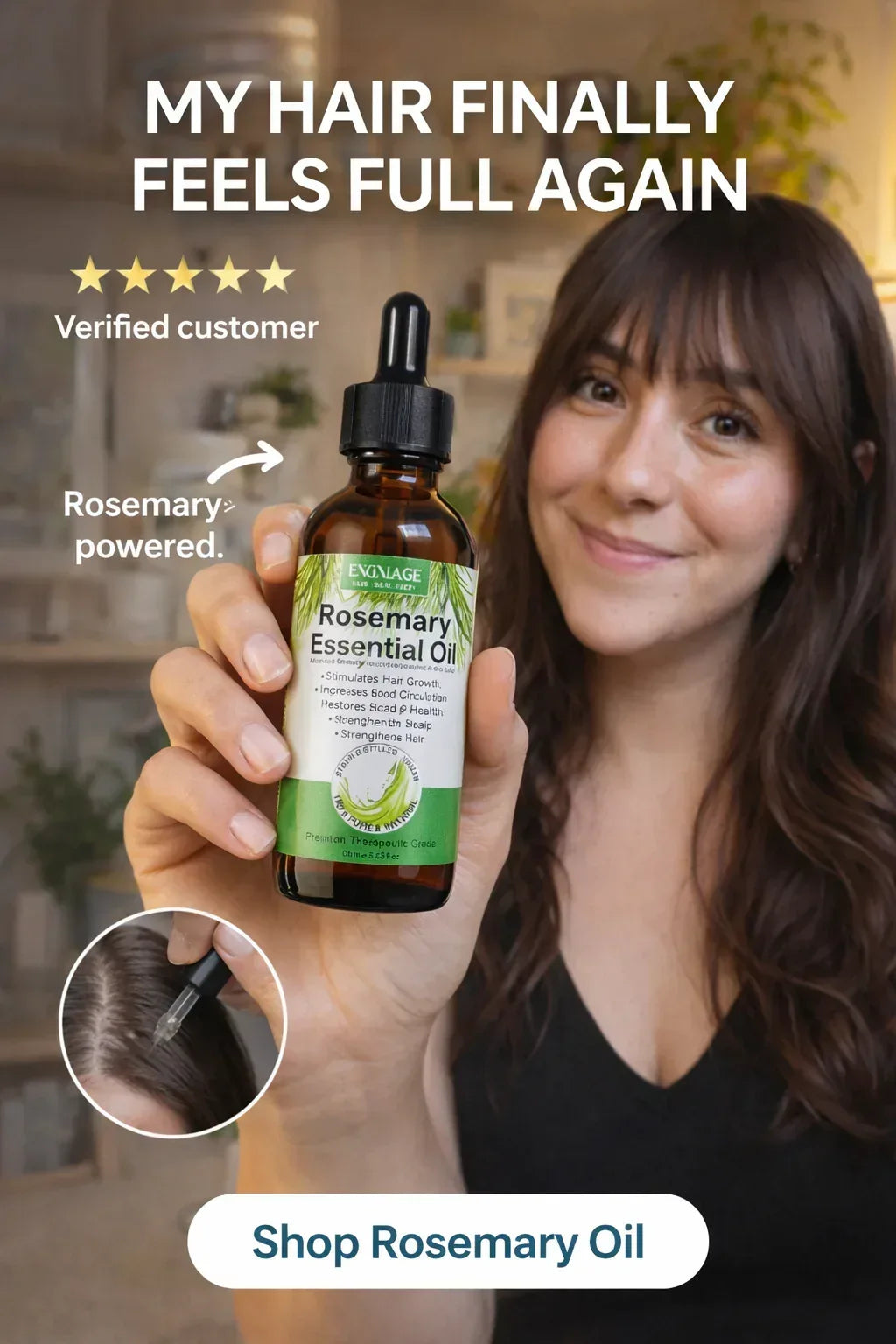 Rosemary Hair Growth Oil + Scalp Massager – 2.02 fl oz | For Hair, Brows, Lashes & Skin - NOORWA
