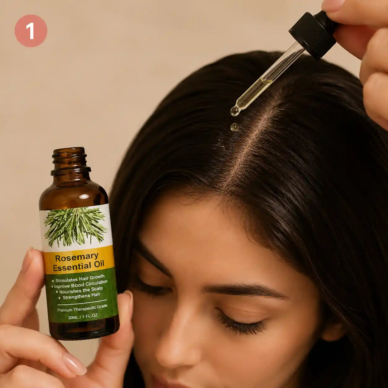 NOORWA rosemary oil applied to scalp for hair growth
