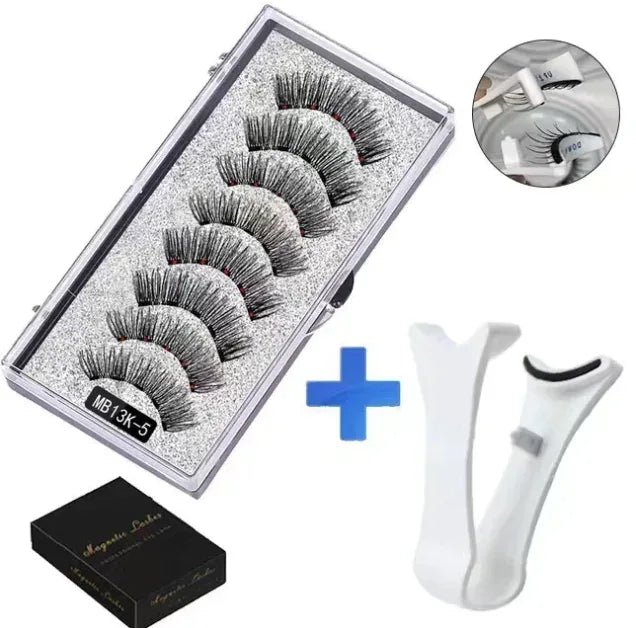 5 Pairs Magnetic Tweezers with 3D Mink Lash Curler - NOORWA