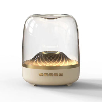 revamp your desk with the glass bluetooth subwoofer - rice white variant product image showing design, use, or packaging