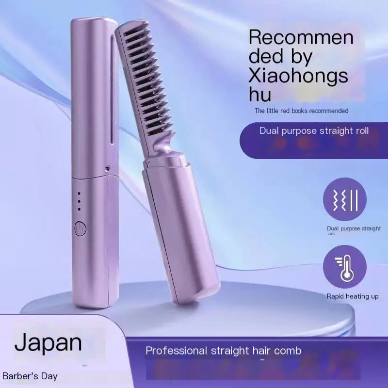 Cordless Ionic Hair Straightener and Curler Comb