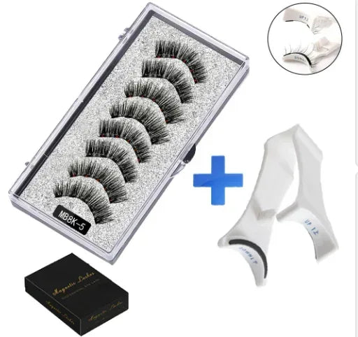 5 Pairs Magnetic Tweezers with 3D Mink Lash Curler - NOORWA