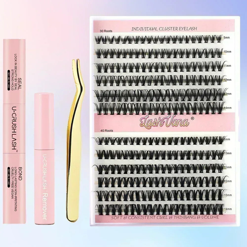 DIY Eyelash Extension Kit - 240pcs Cluster Lash with Bond & Seal - NOORWA