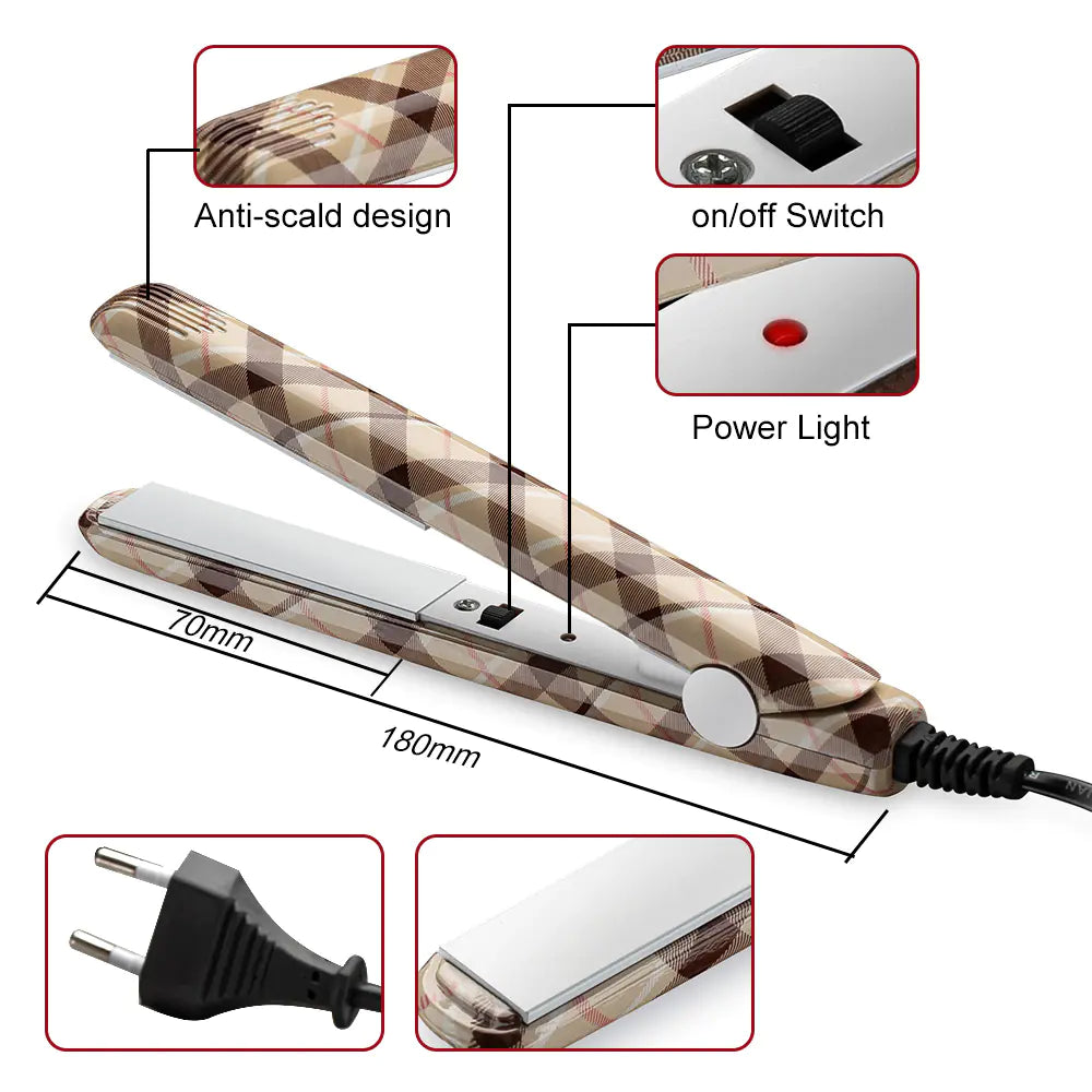 Mini Portable Hair Straightener and Curler Device