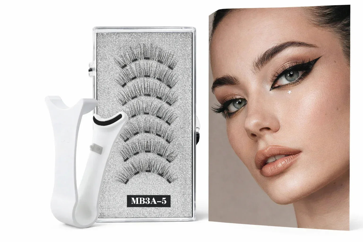 5 Pairs Magnetic Tweezers with 3D Mink Lash Curler - NOORWA