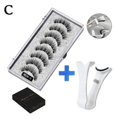 5 Pairs Magnetic Tweezers with 3D Mink Lash Curler - NOORWA