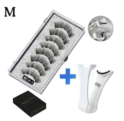 5 Pairs Magnetic Tweezers with 3D Mink Lash Curler - NOORWA