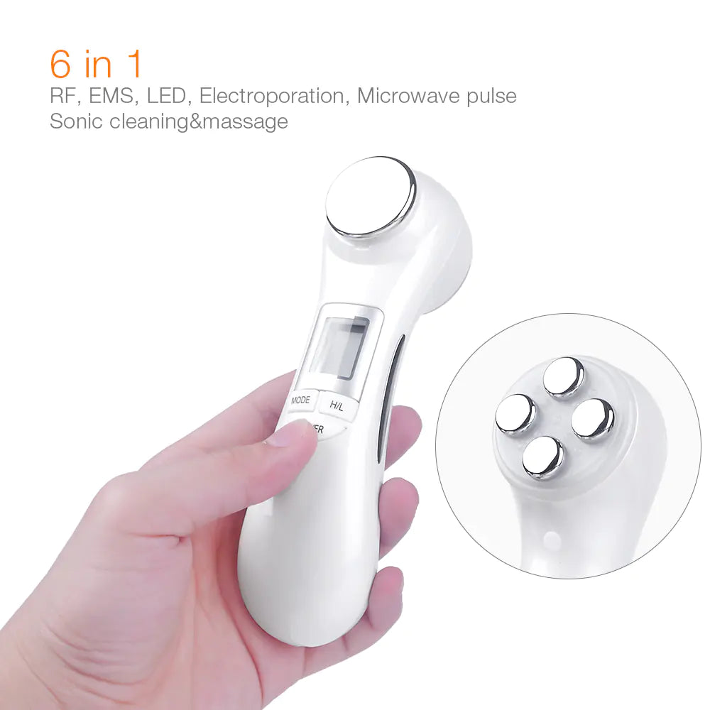 6-in-1 Microcurrent Skin Lifter — LED, EMS & RF Facial Tightening Device